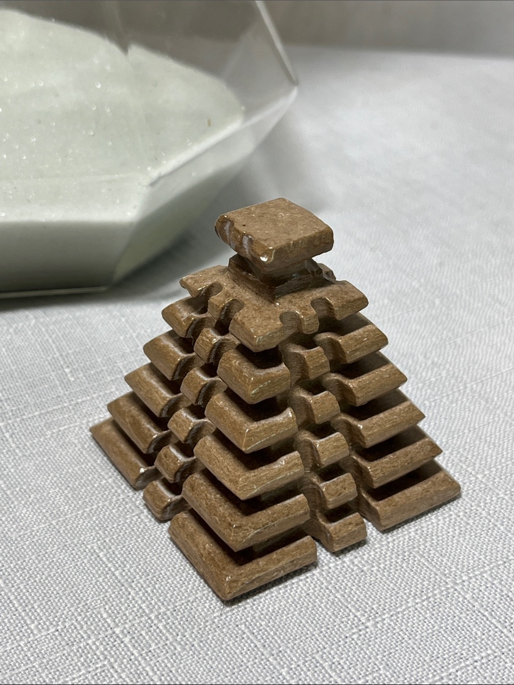 Hand-Carved Brown Stone Mayan Temple Pyramid Sculpture
Decor